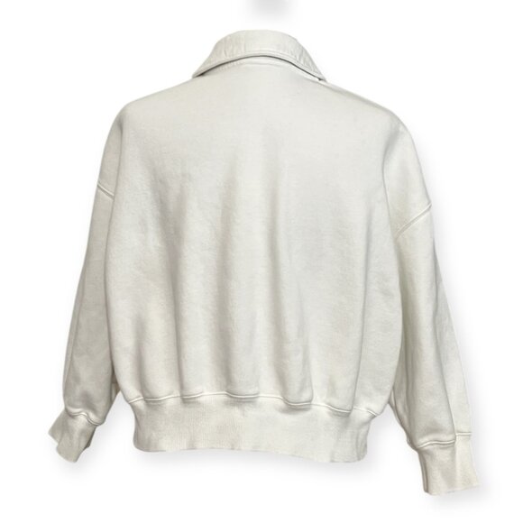 Nike Women’s L White Fleece Polo Sweatshirt Long Sleeve Pullover Crop Collared - Picture 2 of 8